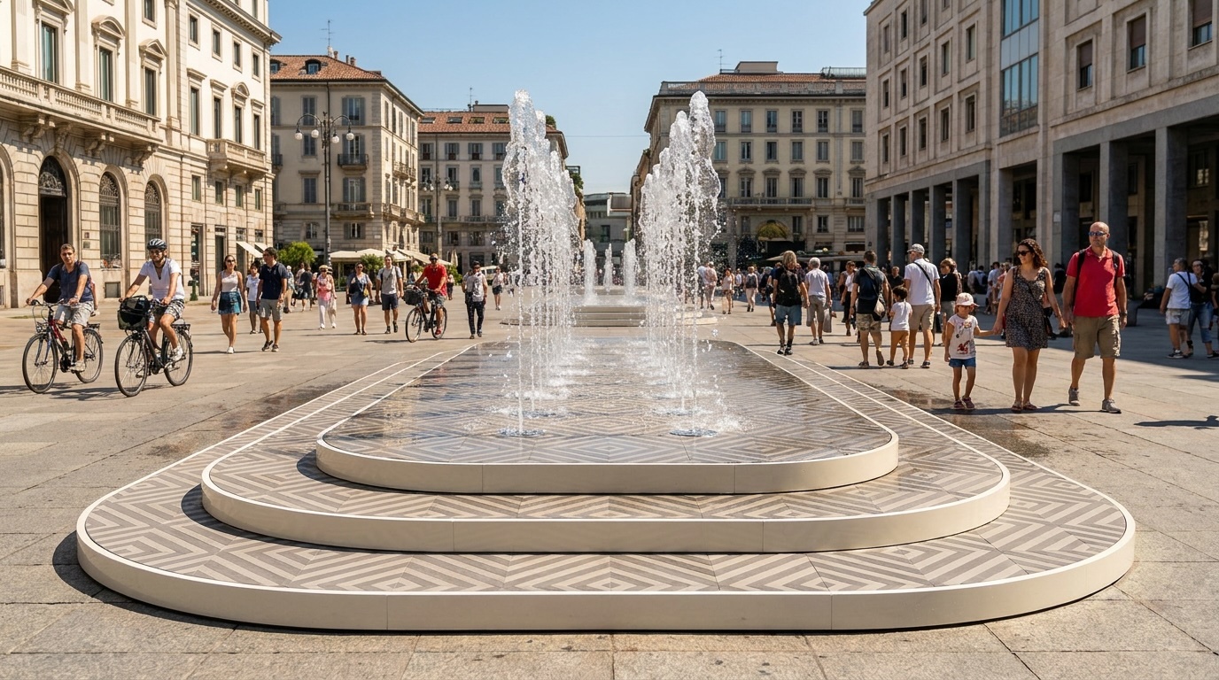 aerisio-oasis-walkable-fountain_20-jets_linear-smoked-oak-deck_rounded-rectangular_city-plaza_midday_v1